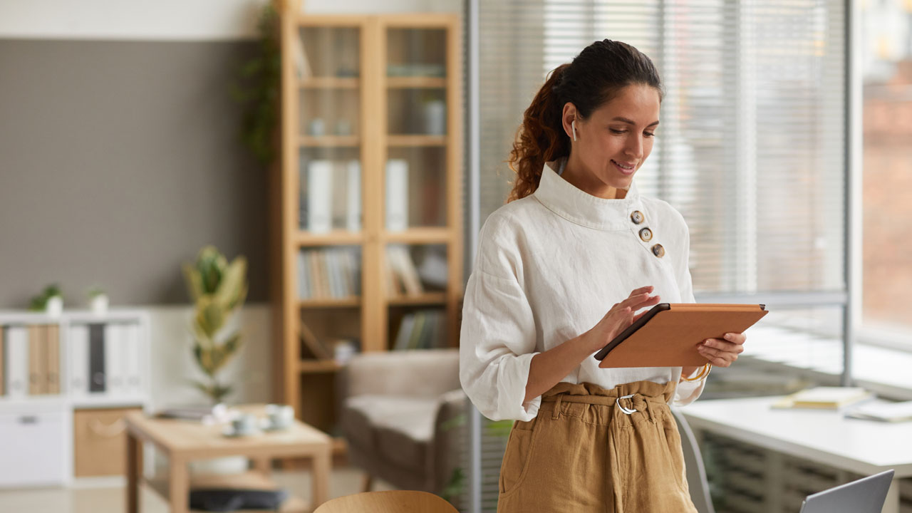 Professional woman using tablet